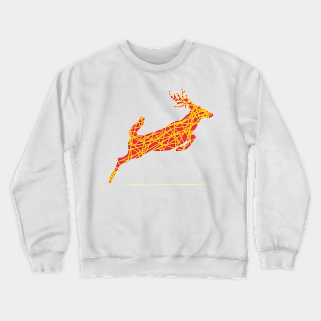 doodled jumping red deer Crewneck Sweatshirt by bloomroge